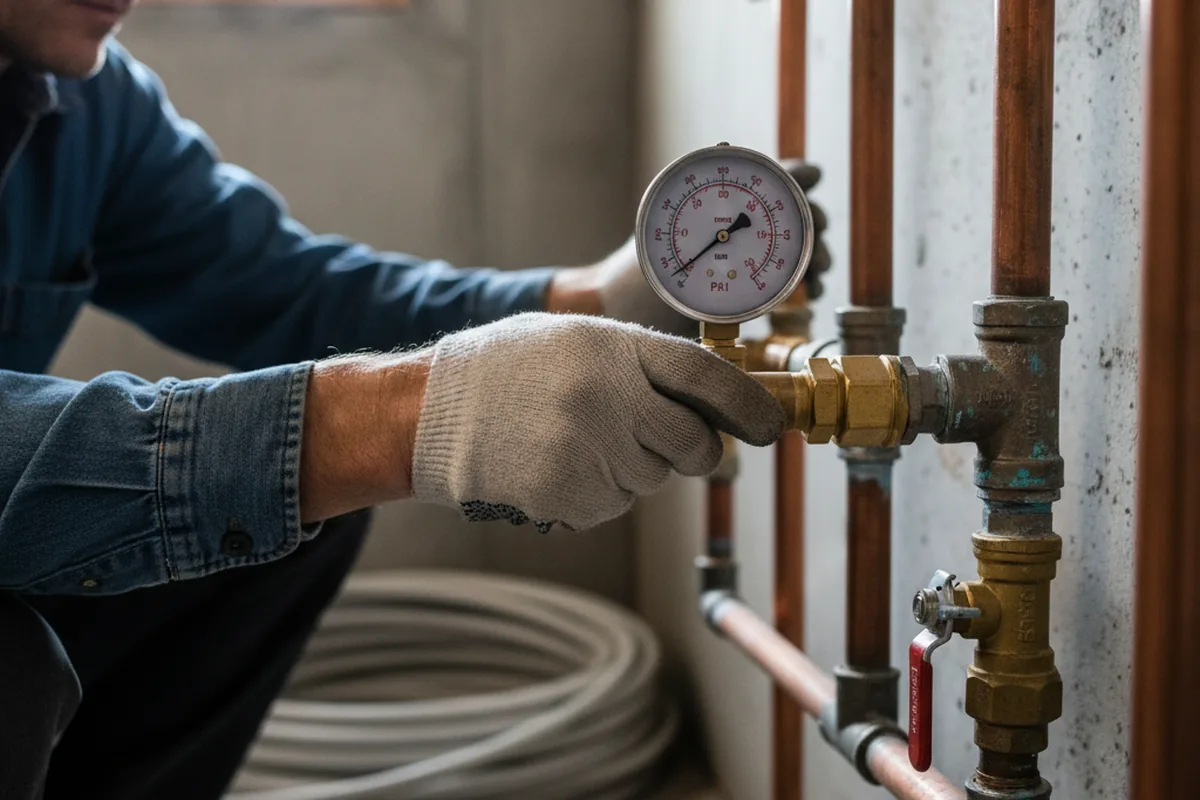Pressure testing a repaired line during Water Line Repair in Corvallis